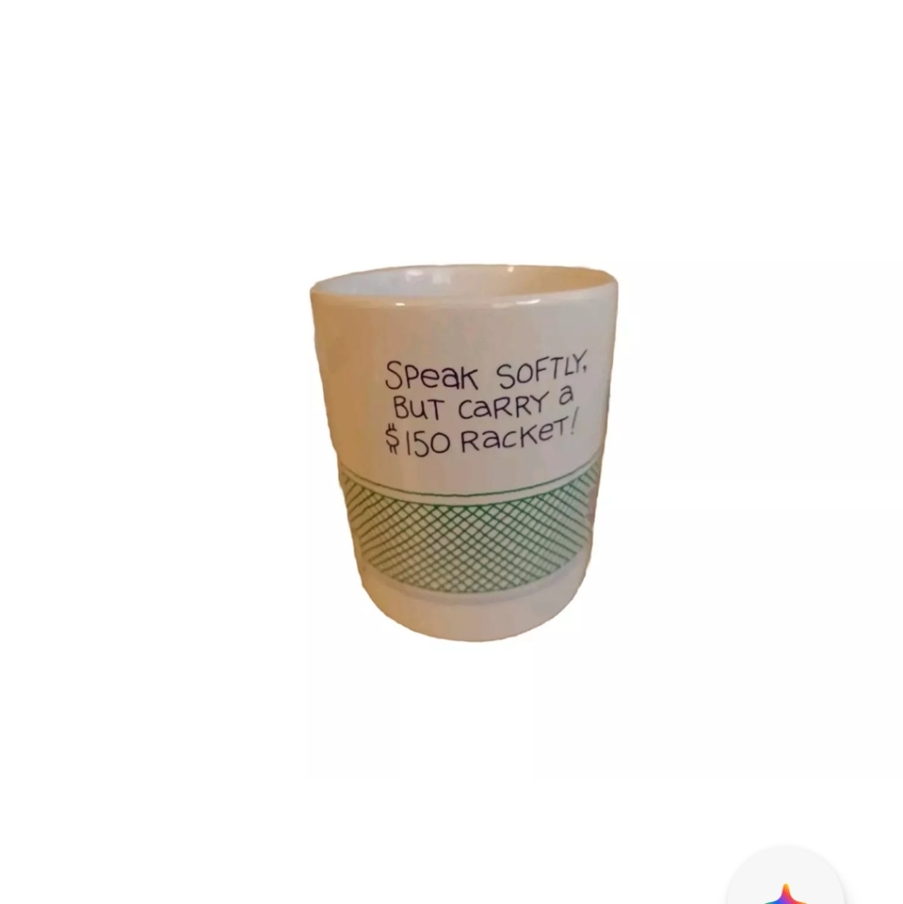 Hallmark Coffee Tea Mug cup tennis vintage 1989 funny racket joke gift